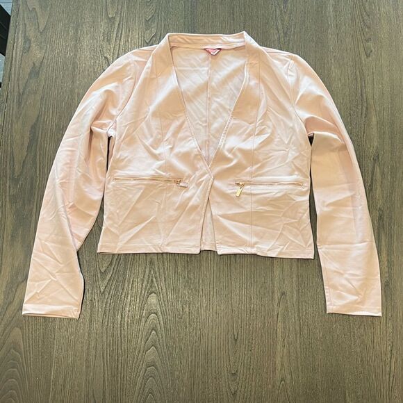 NWOT Guess Womens Light Pink Open Front Blazer Cropped Length - Size L - Picture 1 of 7
